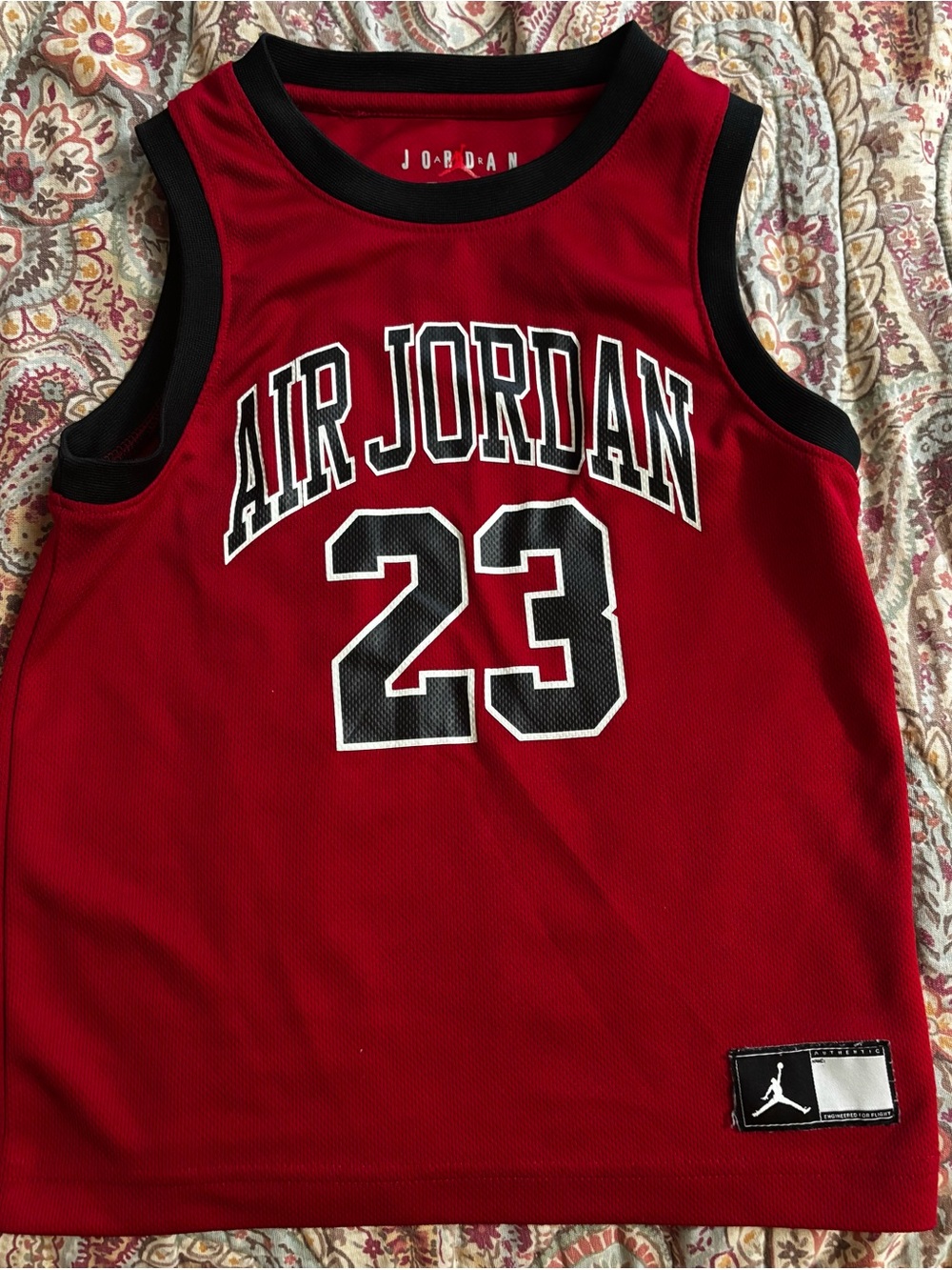 Jordan Red and Black Mesh Basketball Jersey with 23